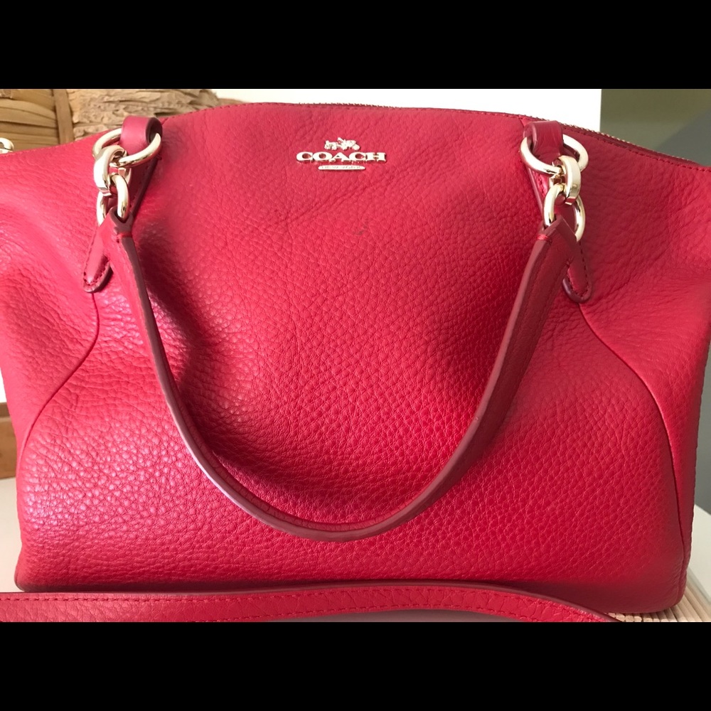 Coach Kelsey in bright red pebbled leather